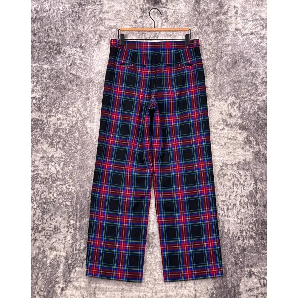 J Crew Full Length Sydney Wide Leg Pants 6 Womens Stewart Tartan Wool Trouser